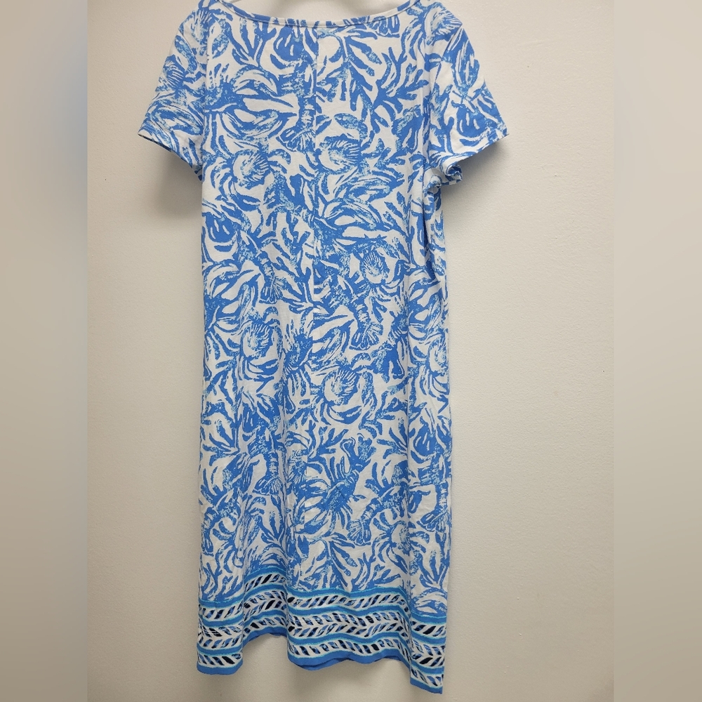 Lilly Pulitzer Blue Pina Cotton Marlow XS Floral Dress - Picture 3 of 4